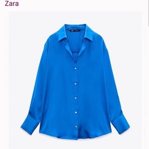 Blue satin blouse -brand new with tags